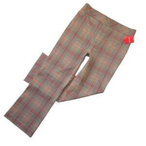 NWT SPANX 20672Q Perfect Kick Flare in Orange Pop Plaid Ponte Crop Pants XLP